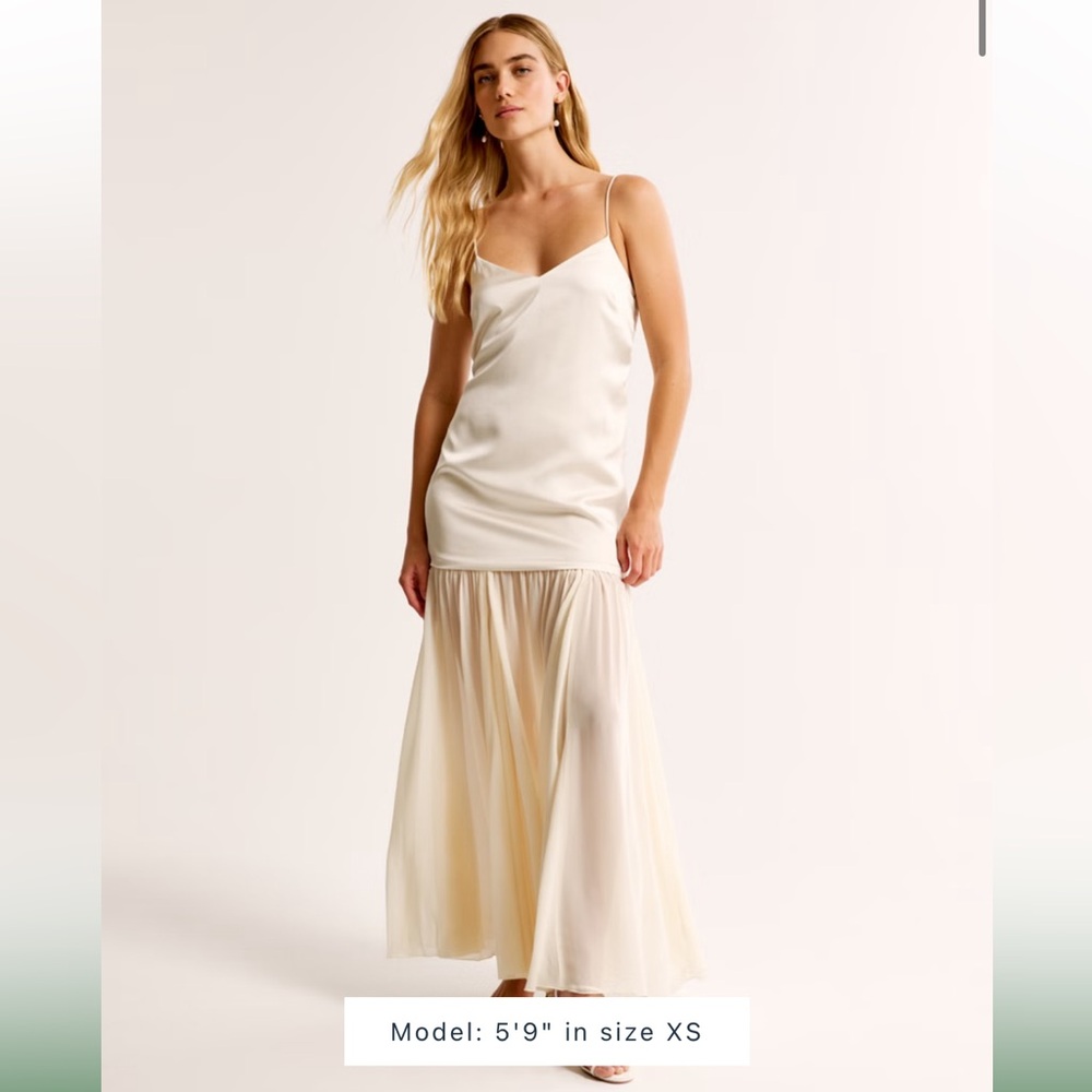 Drop-Waist mixed fabric maxi dress
